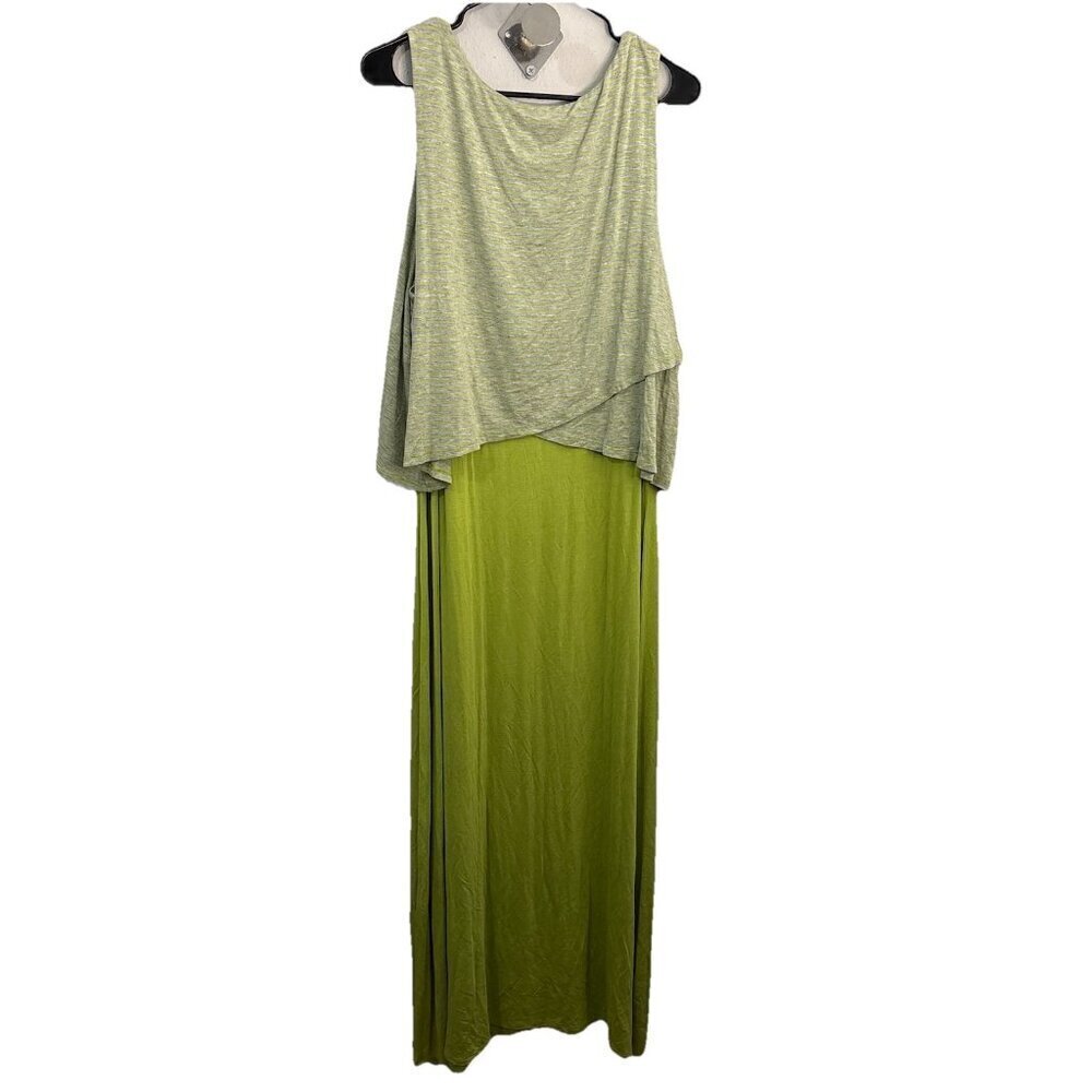 Chelsea & Theodore Two Toned Maxi Dress Size XL Green   Striped Sleeveless New